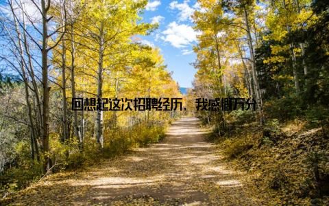 回想起这次招聘经历, 我感慨万分