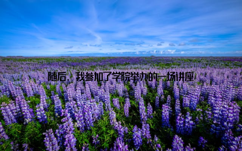 随后, 我参加了学院举办的一场讲座