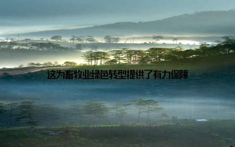这为畜牧业绿色转型提供了有力保障