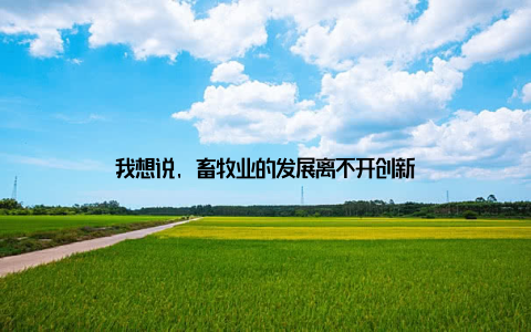 我想说, 畜牧业的发展离不开创新