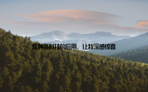 这种高科技的应用, 让我深感惊喜