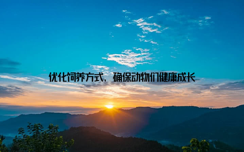 优化饲养方式, 确保动物们健康成长