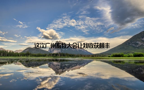 这次广州畜牧大会让我收获颇丰