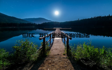 但其实, 我们才是这场变革的推动者